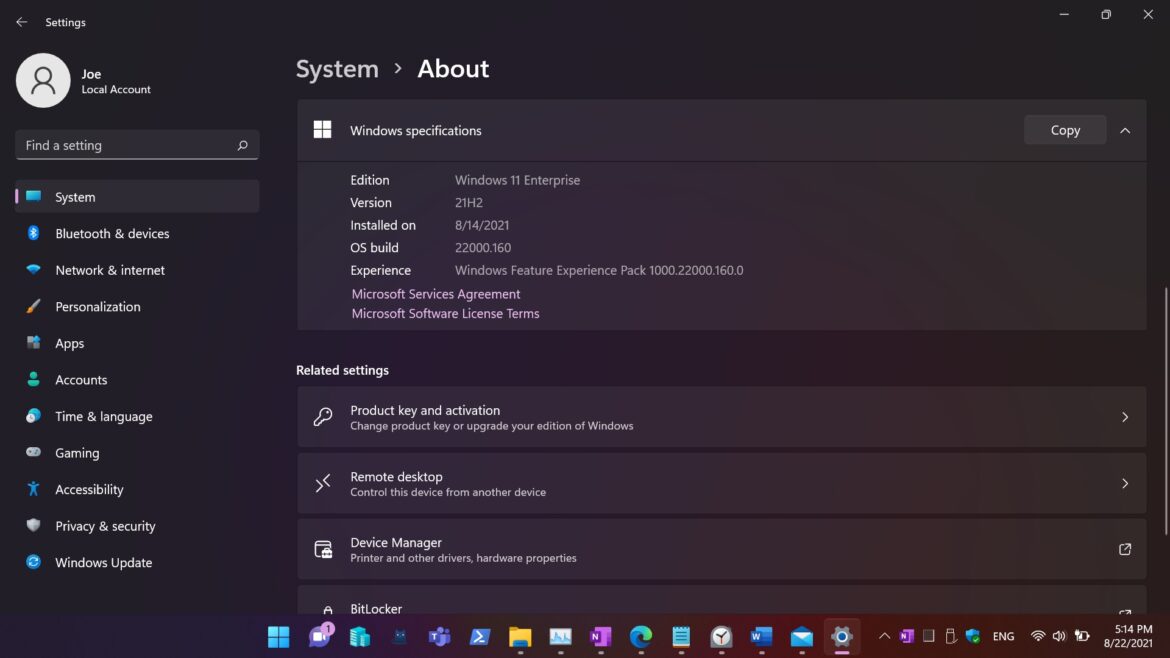 Given a try with Windows 11 Insider Preview Build 22000.160