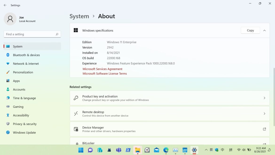 Given a try with Windows 11 Insider Preview Build 22000.168