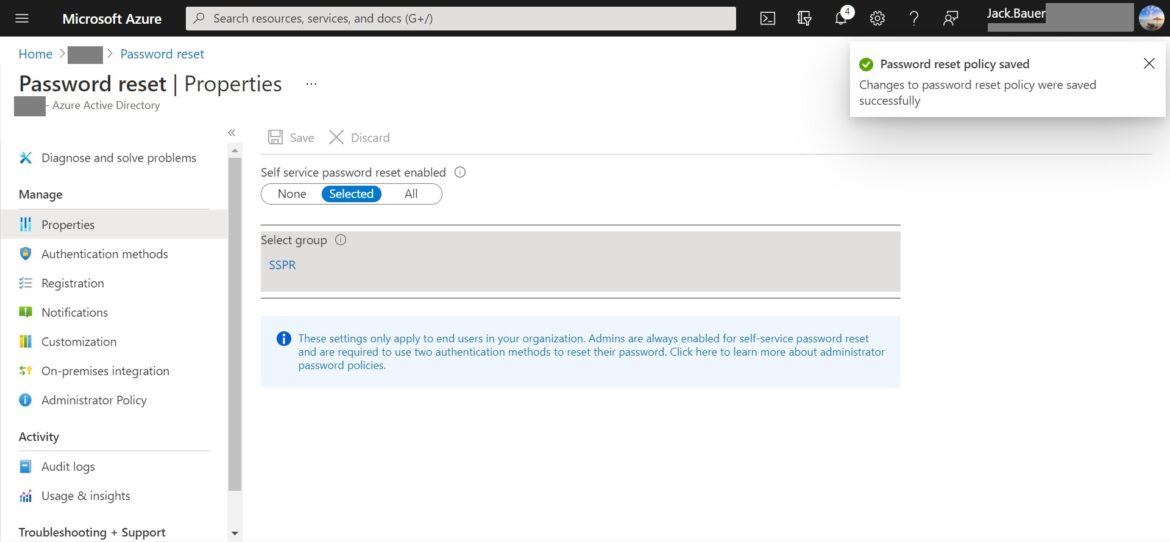 How to enable self-service password reset in Azure AD