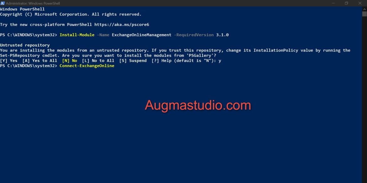 How to install Exchange Online PowerShell module - AugmaStudio