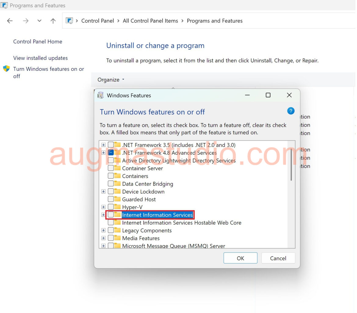 Do not delete the folder on Windows 11 AugmaStudio